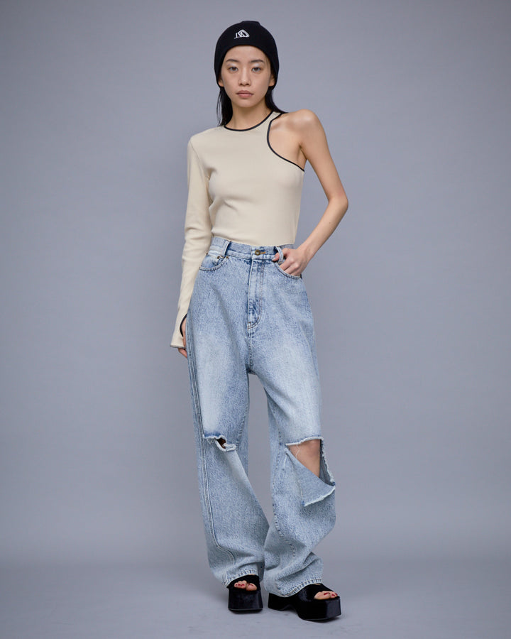 ONE SHOULDER TERECO RIB TOPS