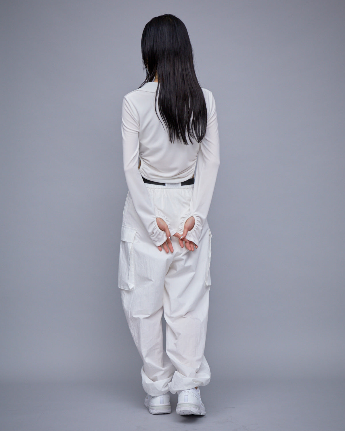 THINGS THAT MATTER ホワイト ギャザーボディスーツ ロンパース JERSEY BODY SUIT | | STORE | THINGS THAT MATTER ONLINE STORE