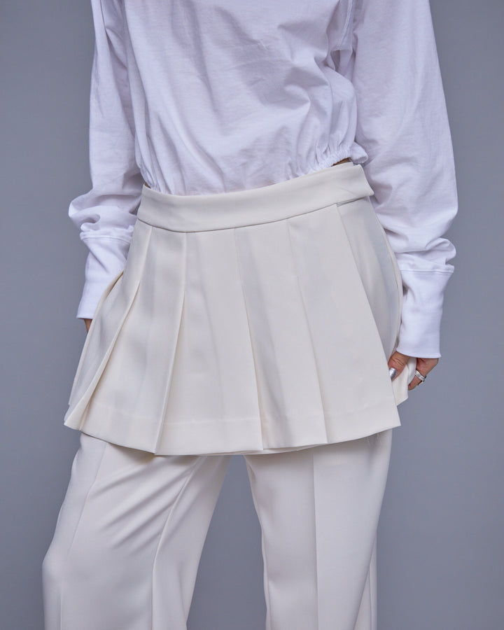 POWDER TWILL PLEATS MINI SKIRT