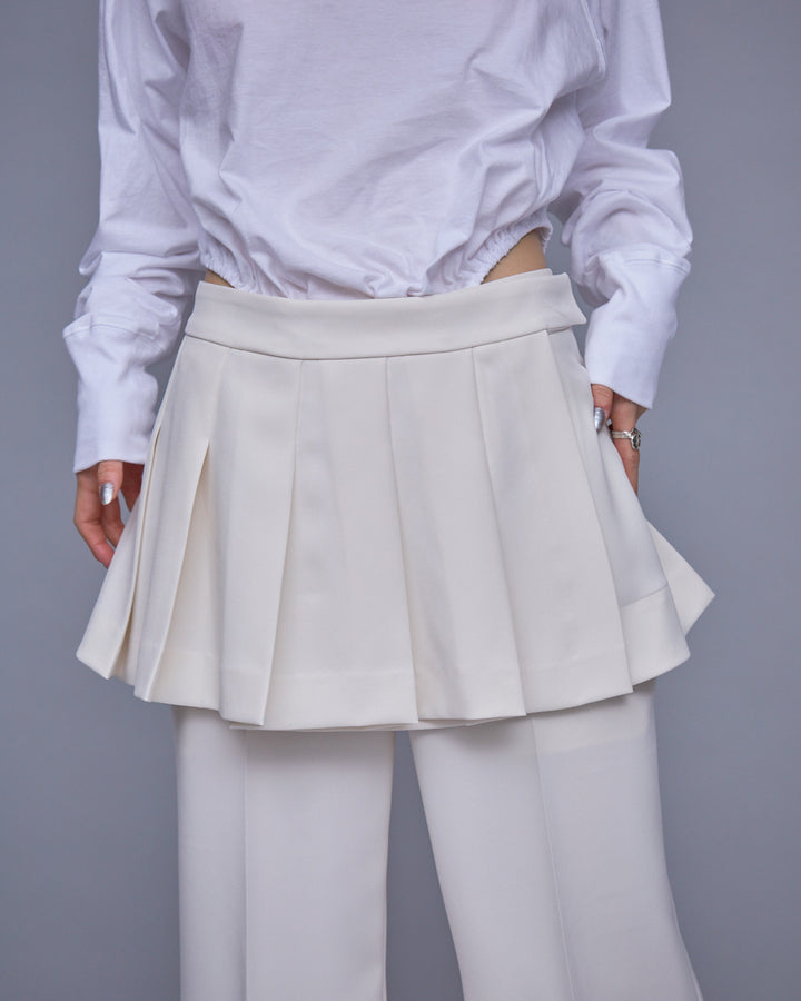 POWDER TWILL PLEATS MINI SKIRT