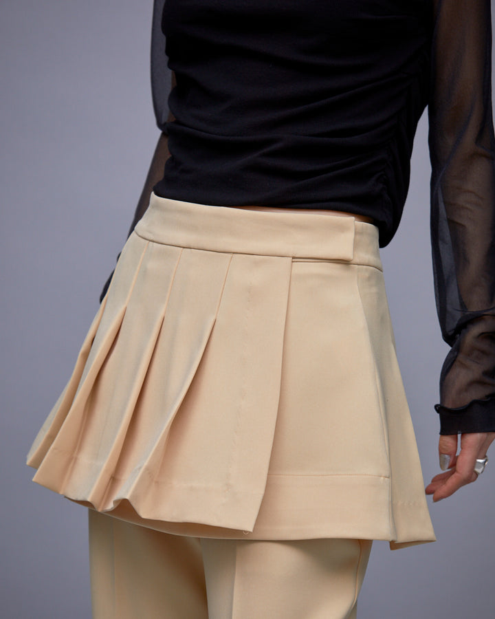 POWDER TWILL PLEATS MINI SKIRT