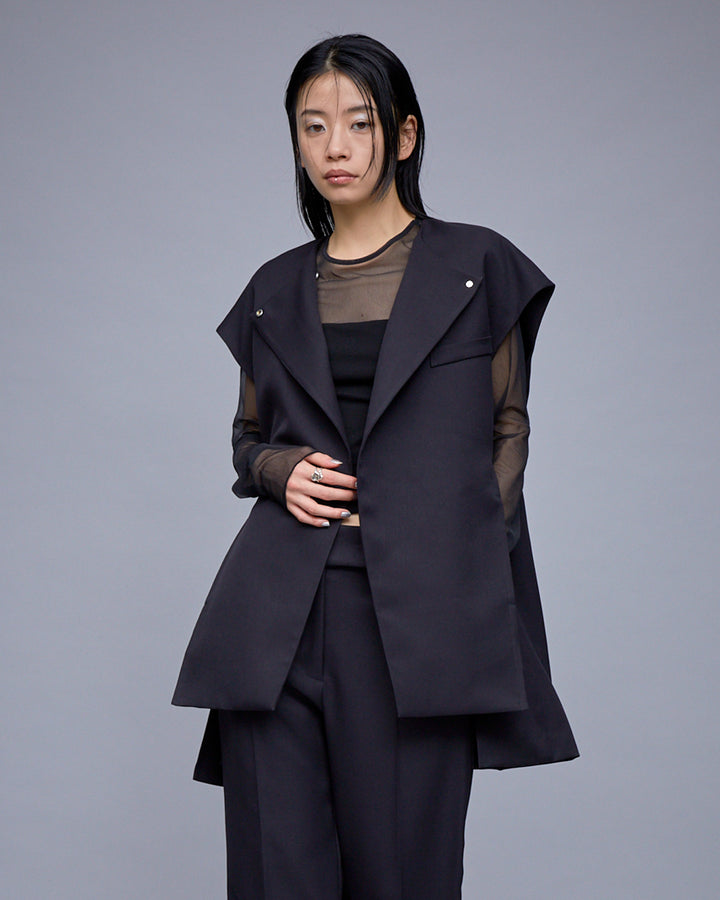 POWDER TWILL BELTED GILET