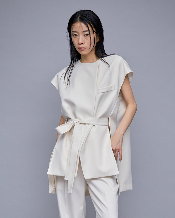 POWDER TWILL BELTED GILET
