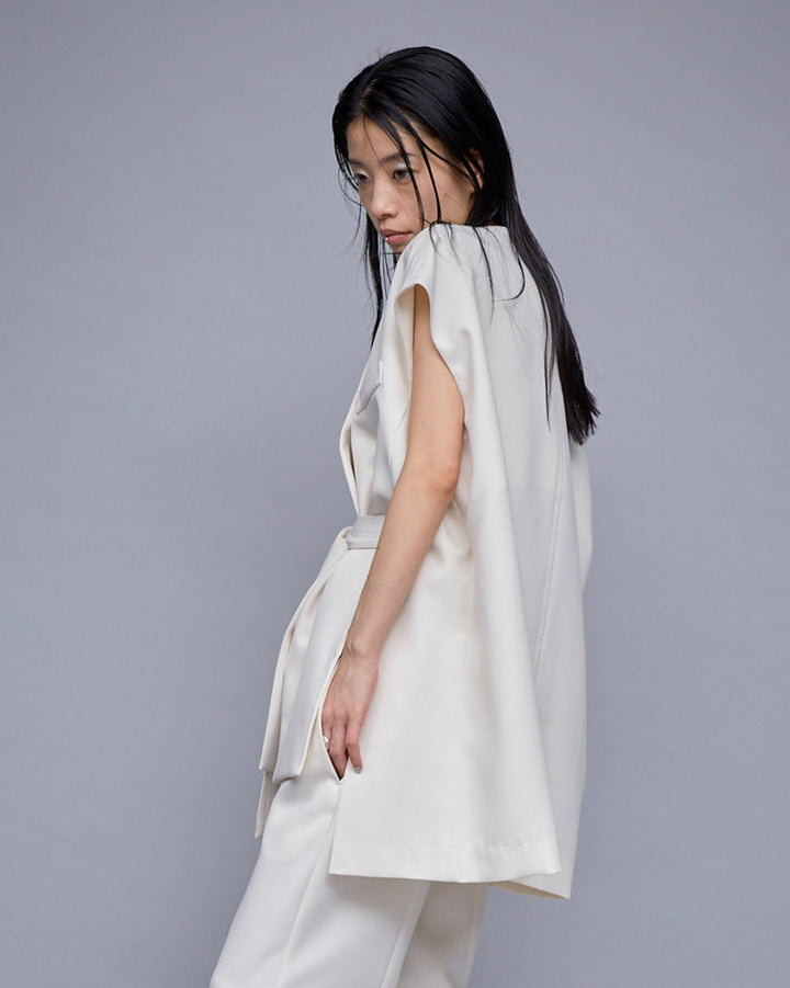 POWDER TWILL BELTED GILET