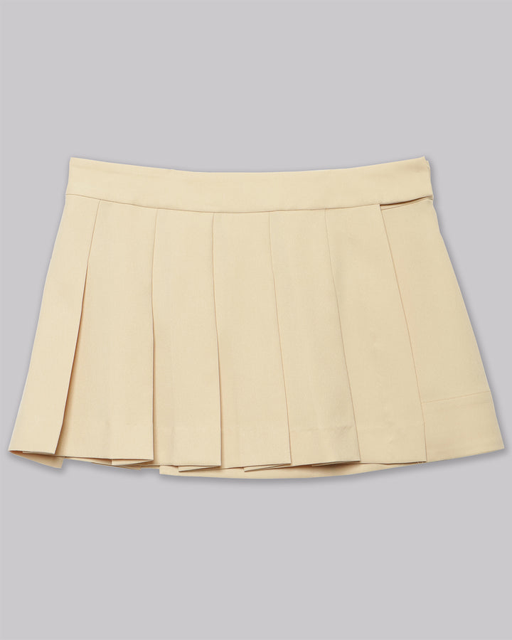 POWDER TWILL PLEATS MINI SKIRT