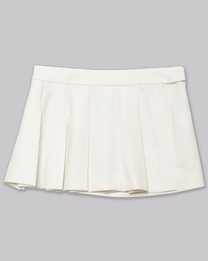POWDER TWILL PLEATS MINI SKIRT