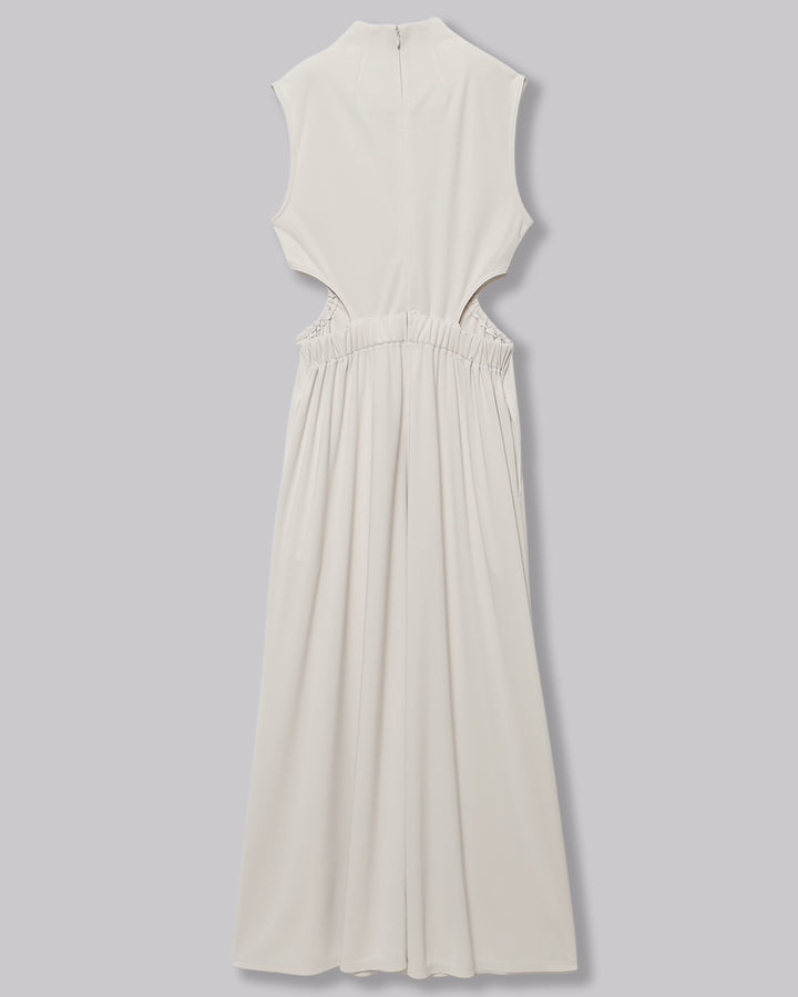WAIST HOLE SLEEVELESS JERSEY LONG DRESS
