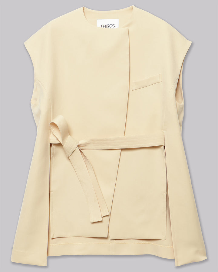 POWDER TWILL BELTED GILET