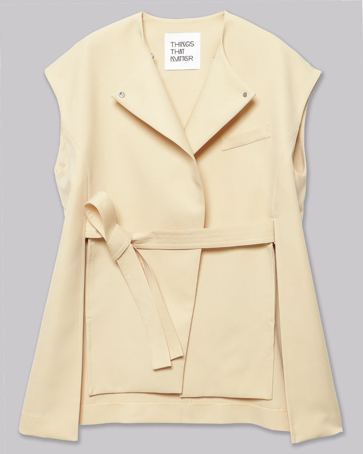 POWDER TWILL BELTED GILET