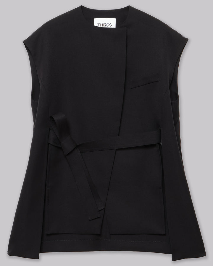 POWDER TWILL BELTED GILET