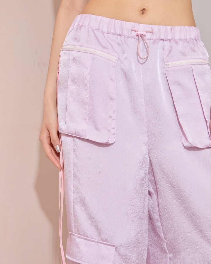 CREPE SATIN PARACHUTE PANTS