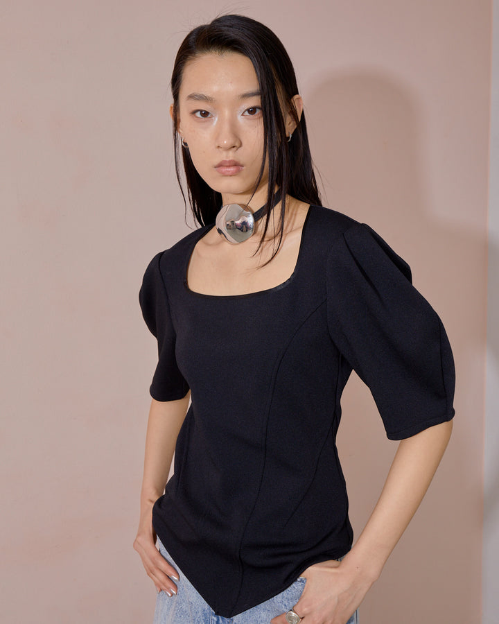 JACQUARD JERSEY BLOUSE