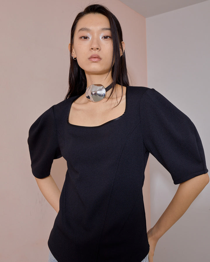 JACQUARD JERSEY BLOUSE