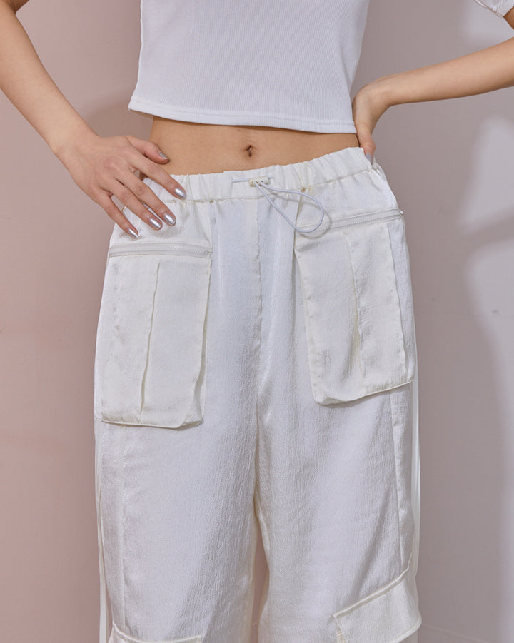 CREPE SATIN PARACHUTE PANTS