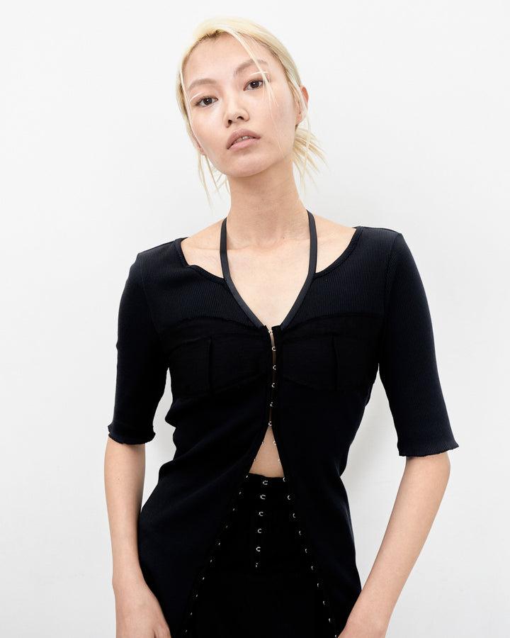 BUSTIER OPEN FRONT RIB TOPS