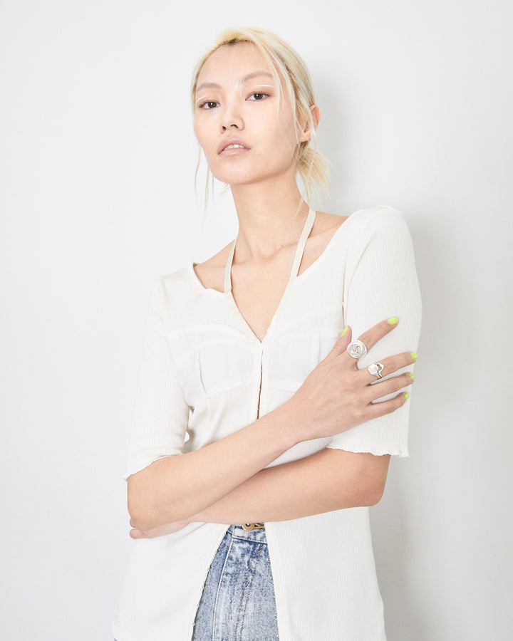BUSTIER OPEN FRONT RIB TOPS