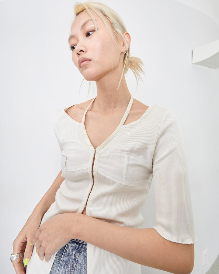 BUSTIER OPEN FRONT RIB TOPS