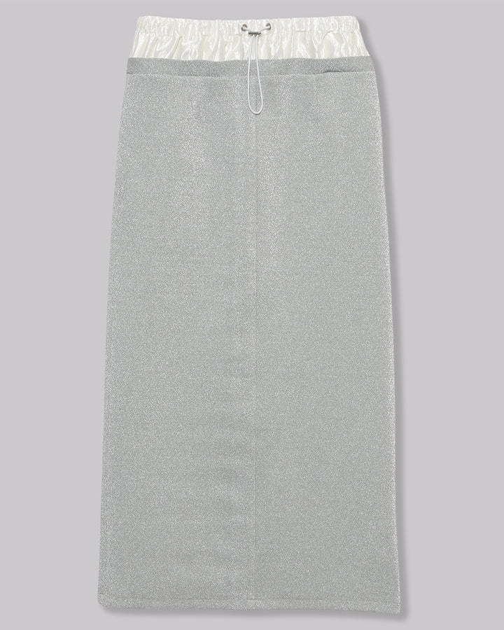GLITTER JERSEY LAYERED  NARROW SKIRT