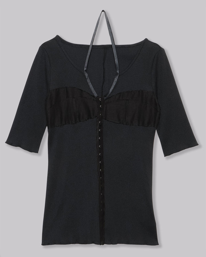 BUSTIER OPEN FRONT RIB TOPS