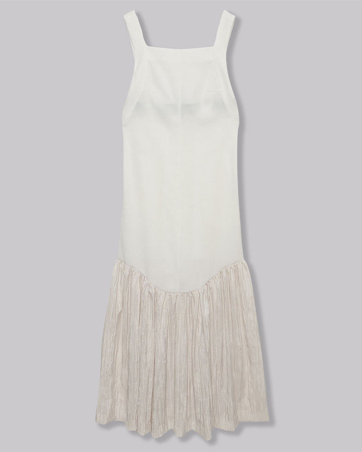LINEN LIKE FLARE APRON DRESS