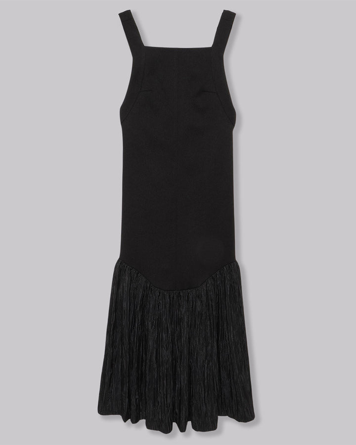 LINEN LIKE FLARE APRON DRESS