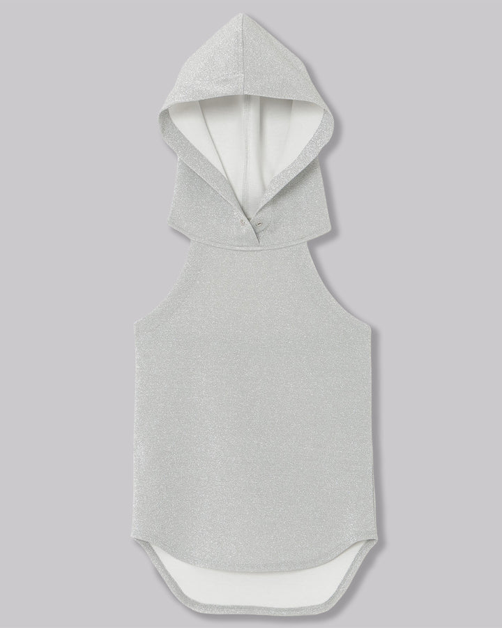 GLITTER JERSEY BACK OPEN HOODIE TOPS