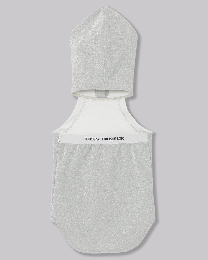 GLITTER JERSEY BACK OPEN HOODIE TOPS