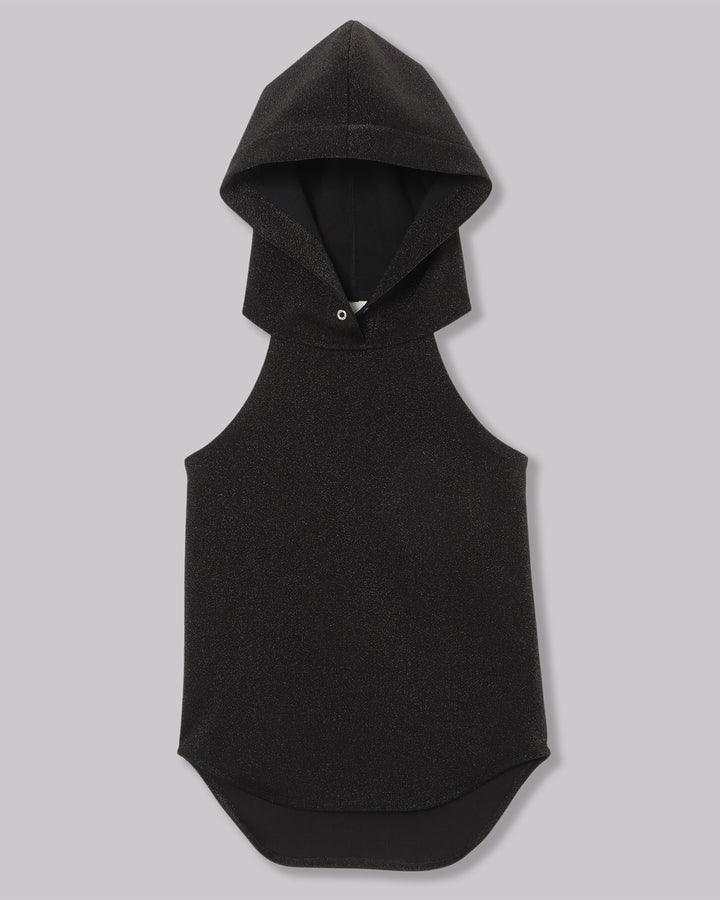 GLITTER JERSEY BACK OPEN HOODIE TOPS