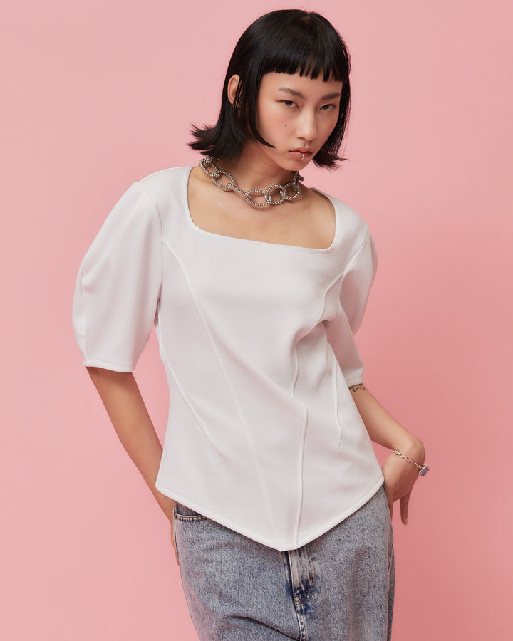 JACQUARD JERSEY BLOUSE