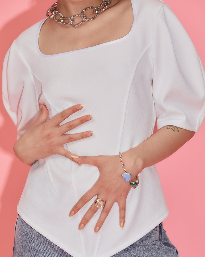 JACQUARD JERSEY BLOUSE
