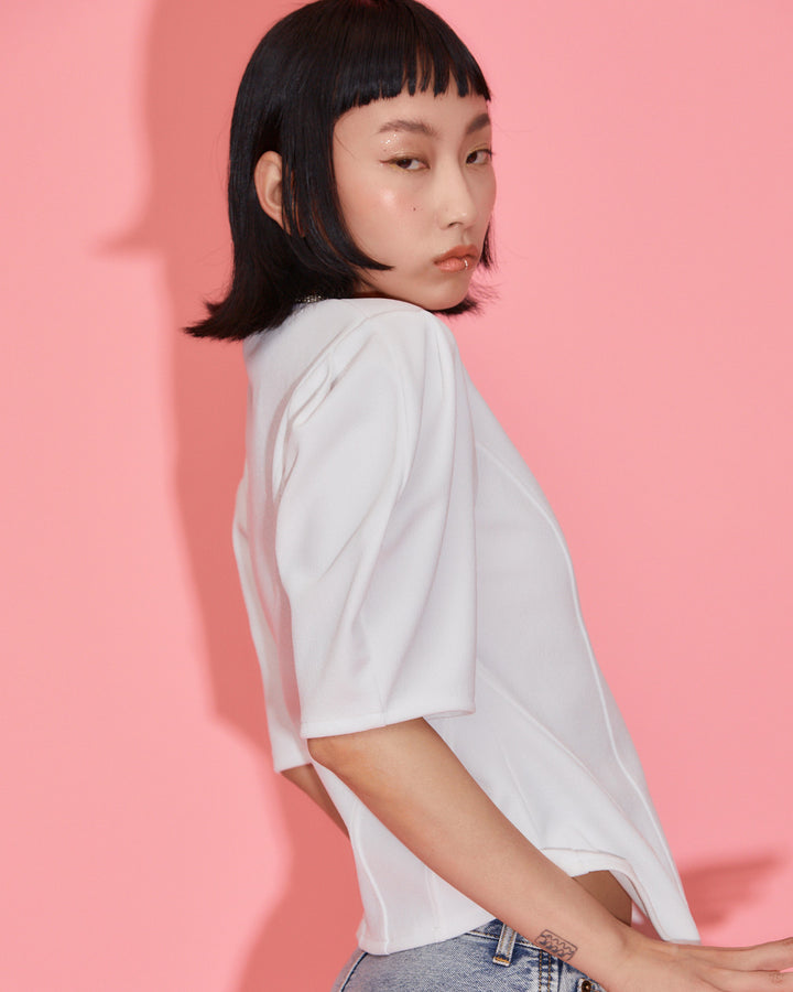 JACQUARD JERSEY BLOUSE