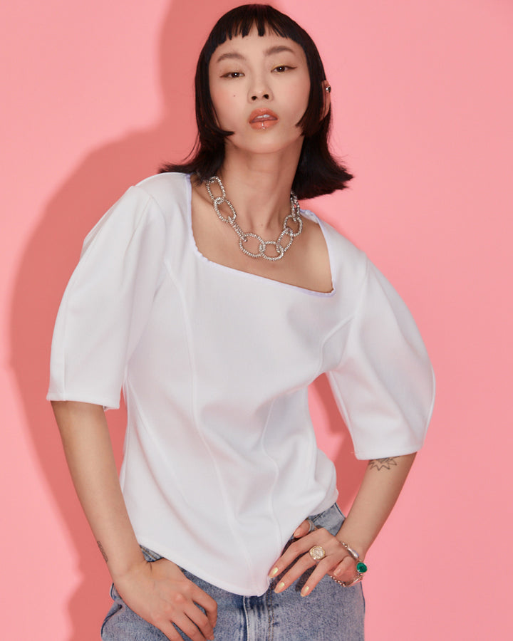 JACQUARD JERSEY BLOUSE