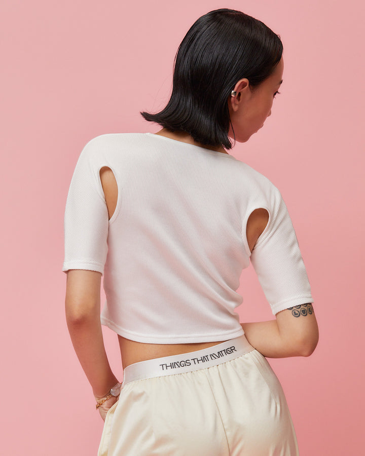 NOTCH ARM CROPPED RIB TOPS