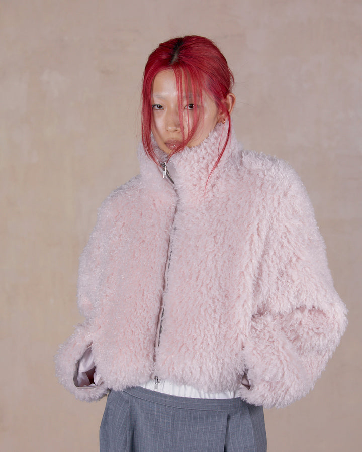 NEW CRIMPED FUR CROPPED BLOUSON