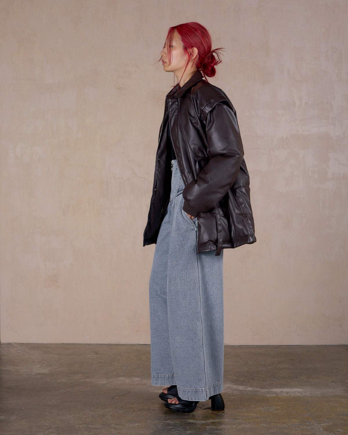 CORSET WAIST DENIM WIDE PANTS | | STORE | THINGS THAT MATTER