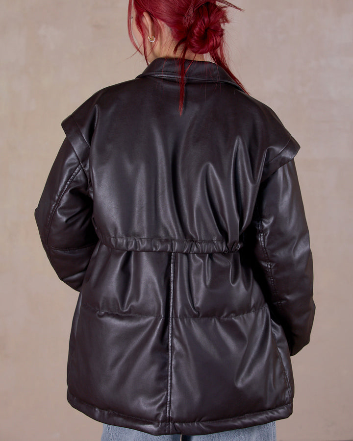 LAYERED IMITATION LEATHER PAD JACKET