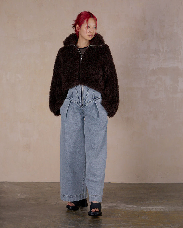 NEW CRIMPED FUR CROPPED BLOUSON