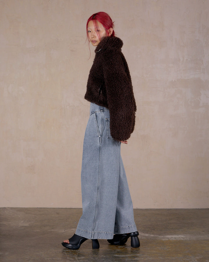 NEW CRIMPED FUR CROPPED BLOUSON