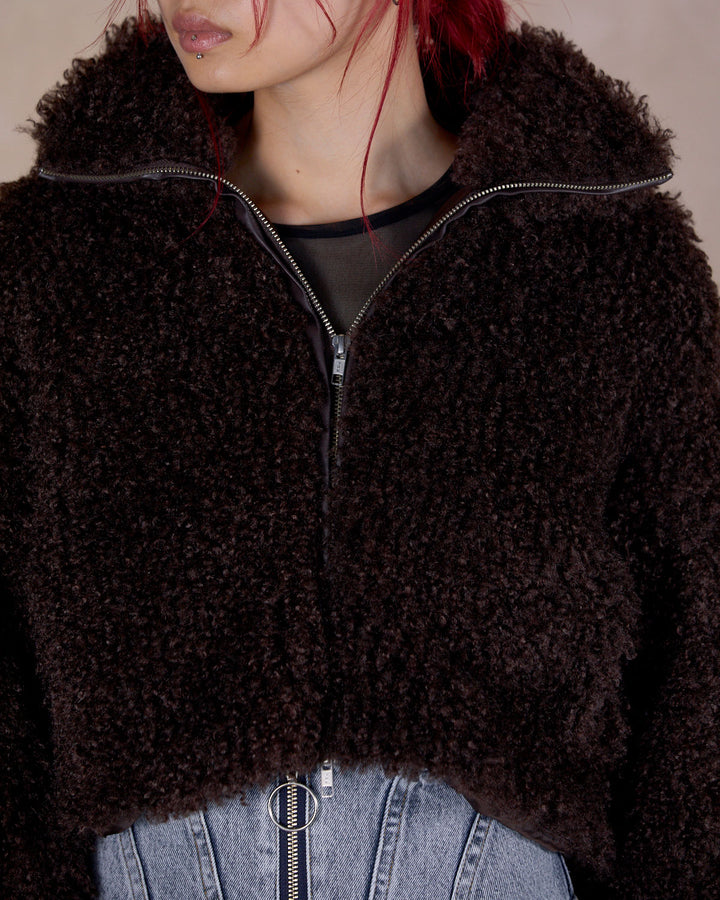 NEW CRIMPED FUR CROPPED BLOUSON