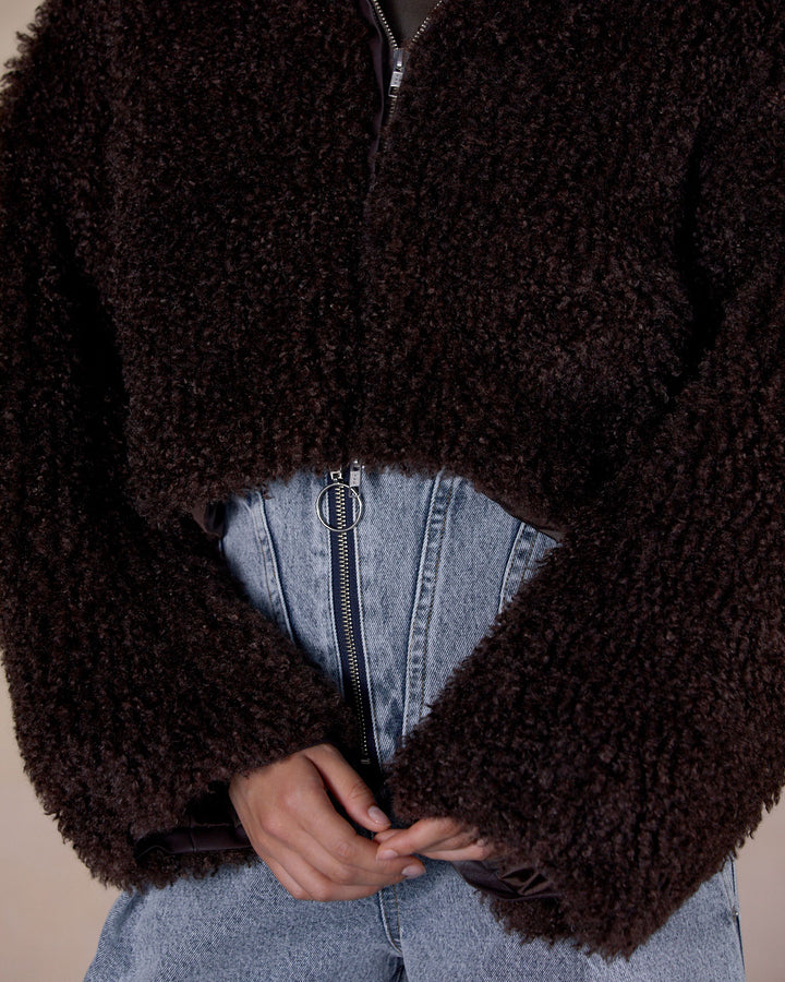 NEW CRIMPED FUR CROPPED BLOUSON