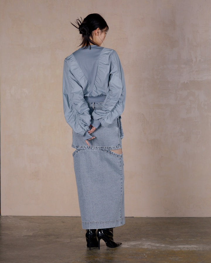 STONE NYLON GATHER PULLOVER