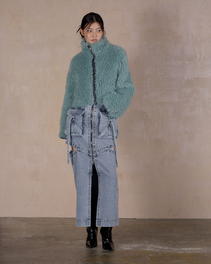 NEW CRIMPED FUR CROPPED BLOUSON