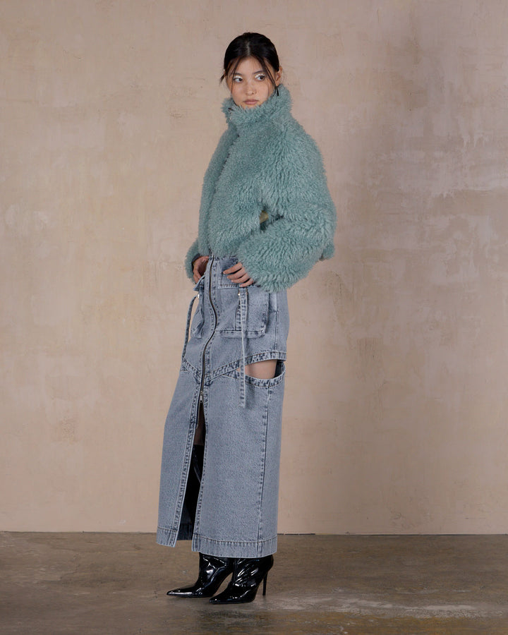 NEW CRIMPED FUR CROPPED BLOUSON