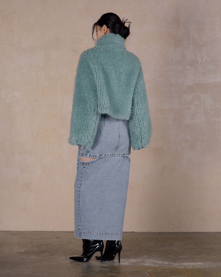 NEW CRIMPED FUR CROPPED BLOUSON
