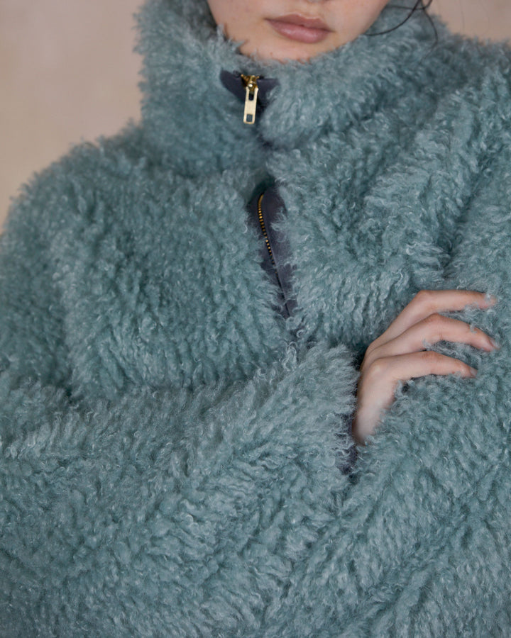 NEW CRIMPED FUR CROPPED BLOUSON