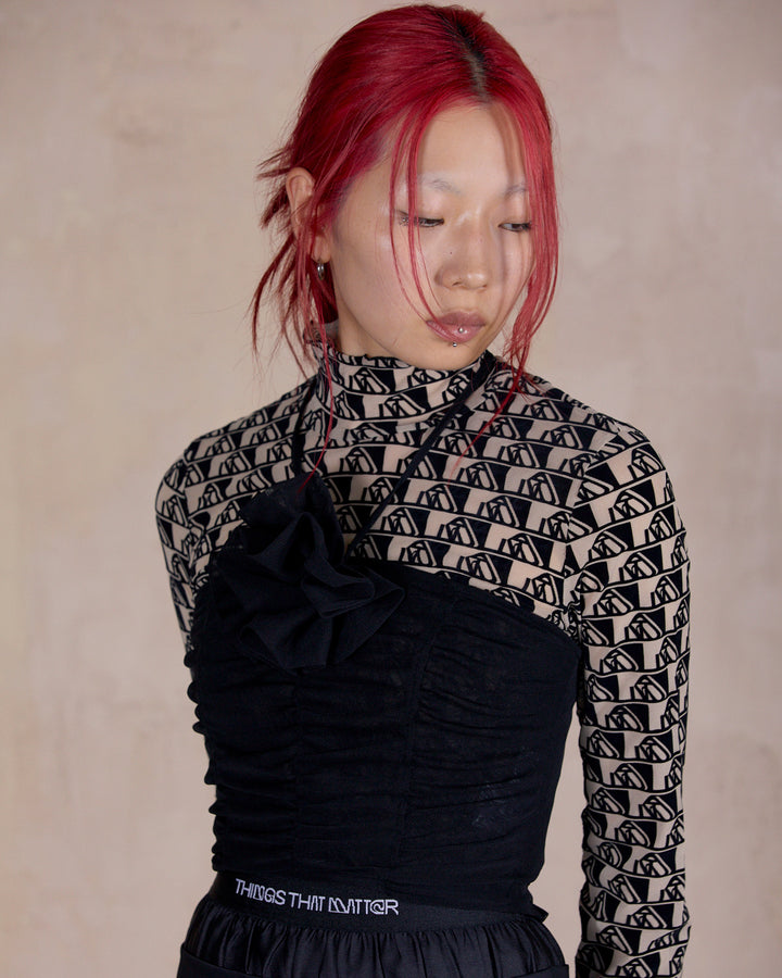 MONOGRAM FLOCKY PRINT TULLE TOPS