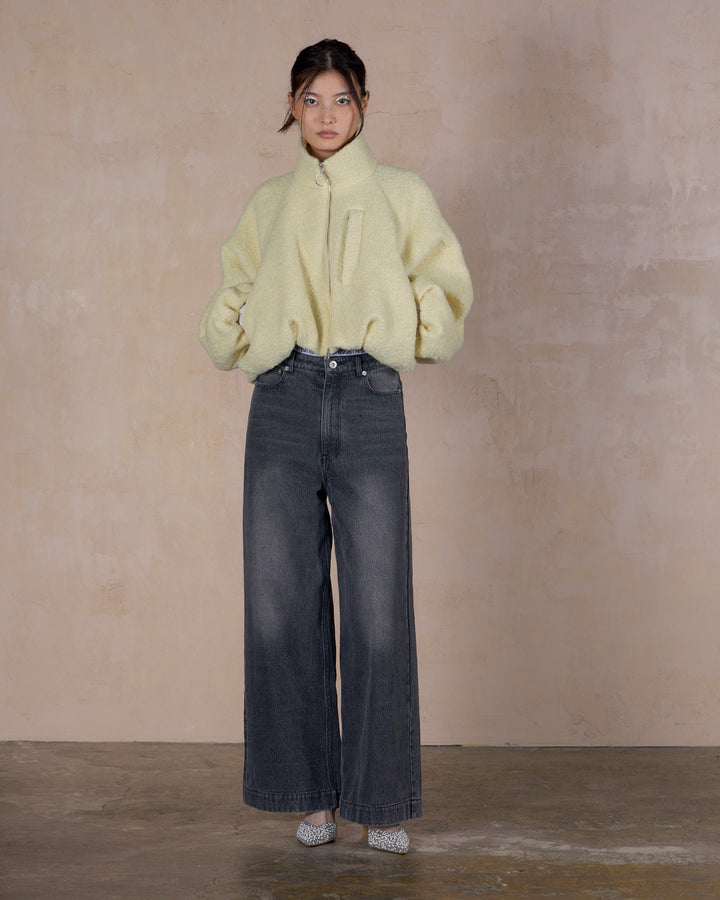 WOOL LOOP JERSEY CROPPED BLOUSON