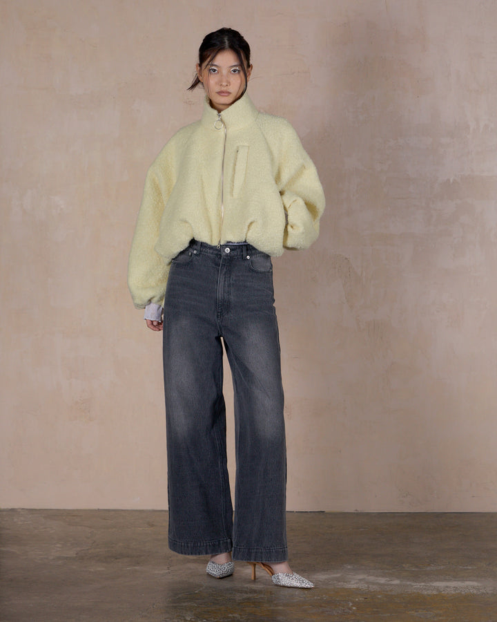 WOOL LOOP JERSEY CROPPED BLOUSON
