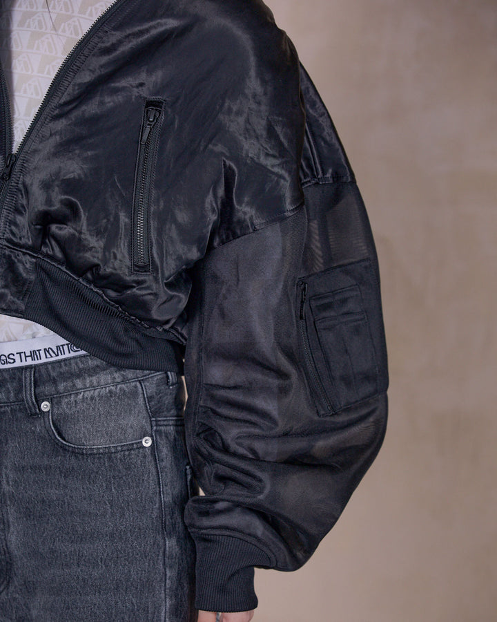 SHEER SLEEVES COMPACT MA-1 BLOUSON
