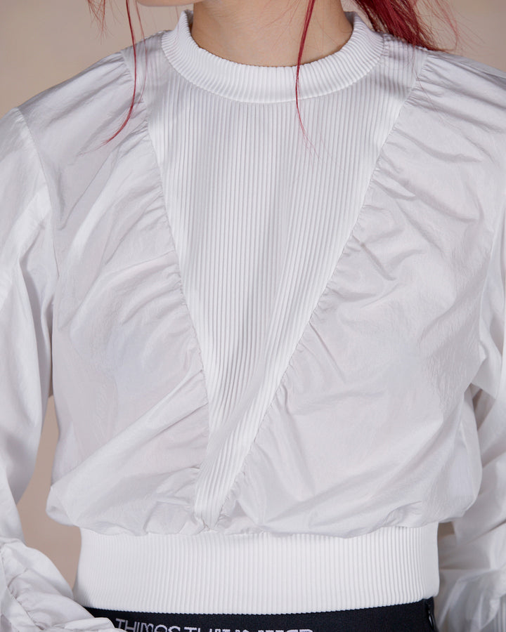 STONE NYLON GATHER PULLOVER